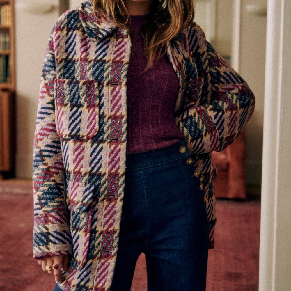 Sezane Multicolor Plaid Paolo Coat